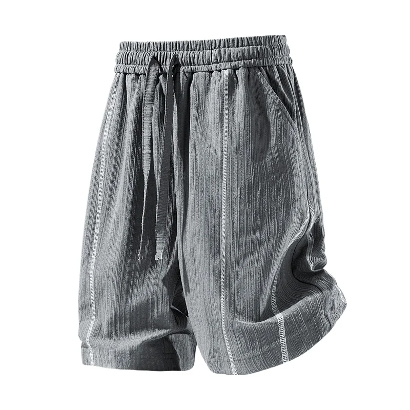 High Quality Summer Cool Feeling Wrinkle Fabric Men's Five Points Shorts Loose Oversized Streetwear Daily Jogger Shorts With