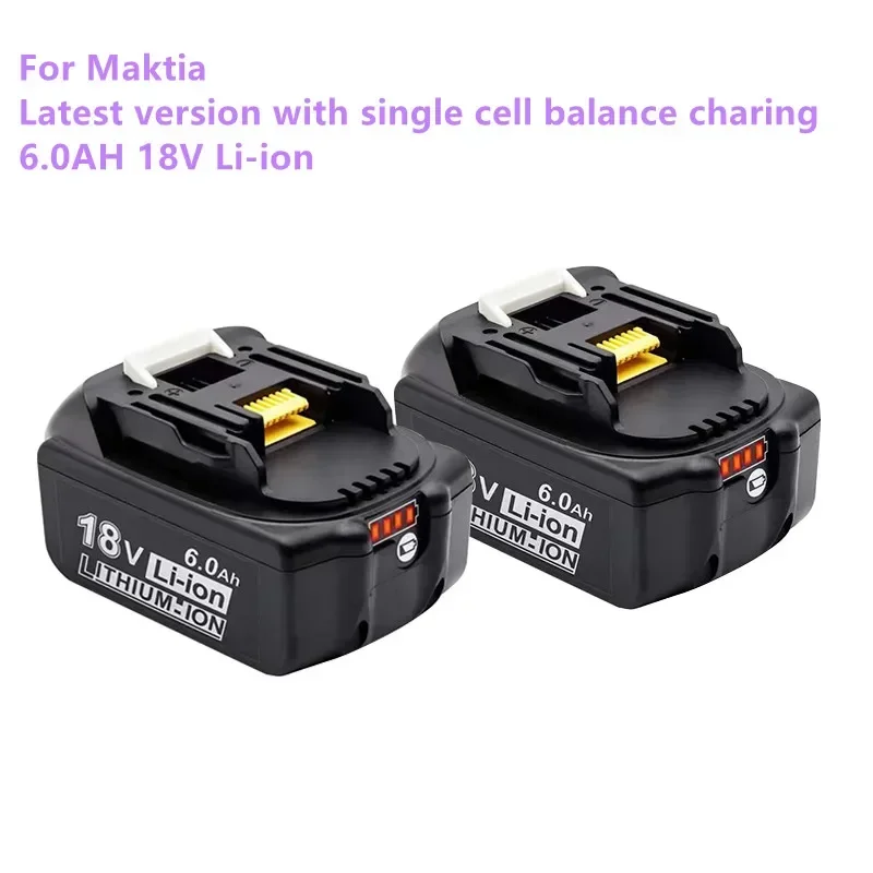 Genuine for Makita 18V battery Rechargeable Power Tools Battery with LED Li-ion Replacement LXT BL1860 BL1850 BL1830 6000mAh