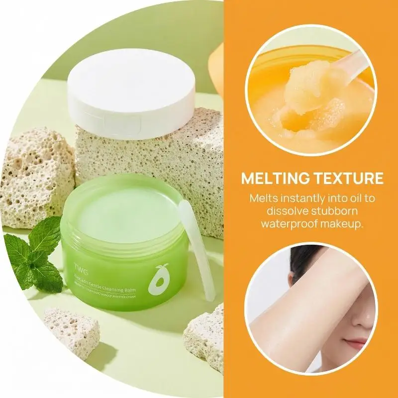 Crema Desmaquillante de Aguacate TWG de 50 ml para Mujer, Limpieza Suave de Ojos y Labios, Aceite Desmaquillante Nutritivo y Descontaminante en Uno