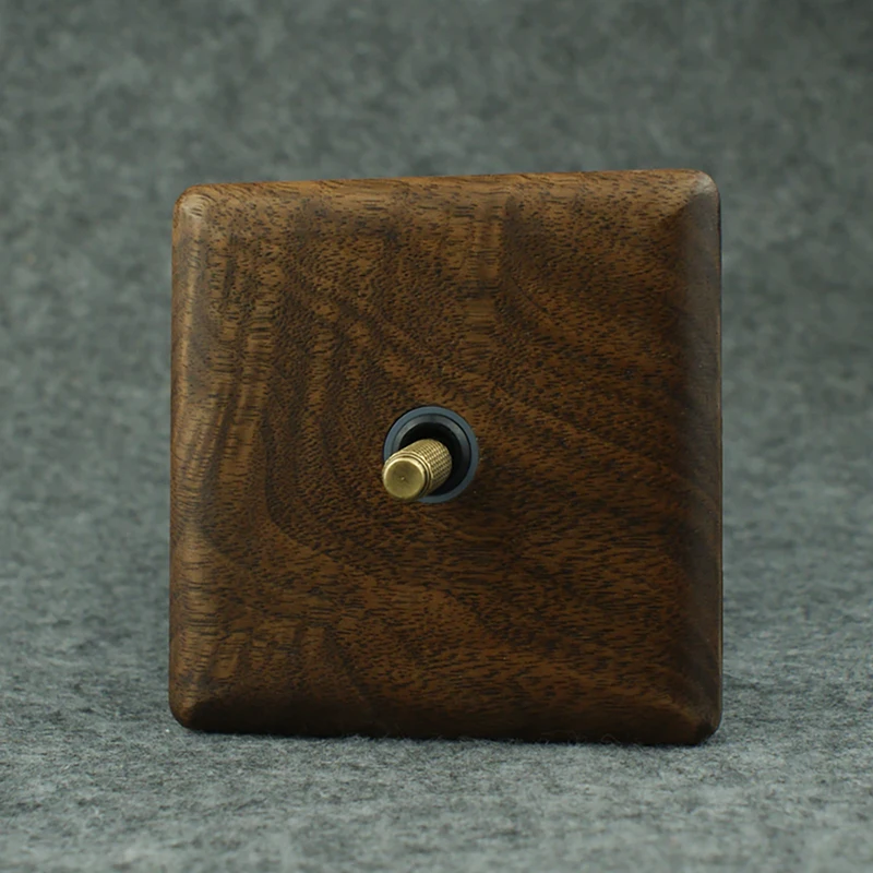 Avoir Black Walnut Wood Wall Light Switch 1-4 Gang 2 Way Electrical Socket With Usb Brass Lever Toggle Switch With LED Indicator