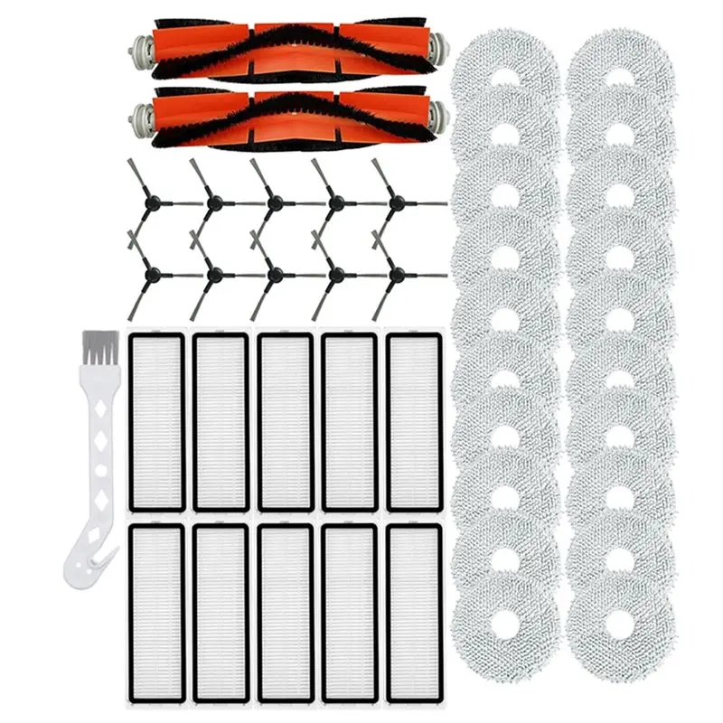 

A78E-For Xiaomi Robot Vacuum S20+ , S10 Plus/B108GL/B105/B108CN/B113CN Spare Parts- Main Side Brush Filter& Mop Cloth Replacemen