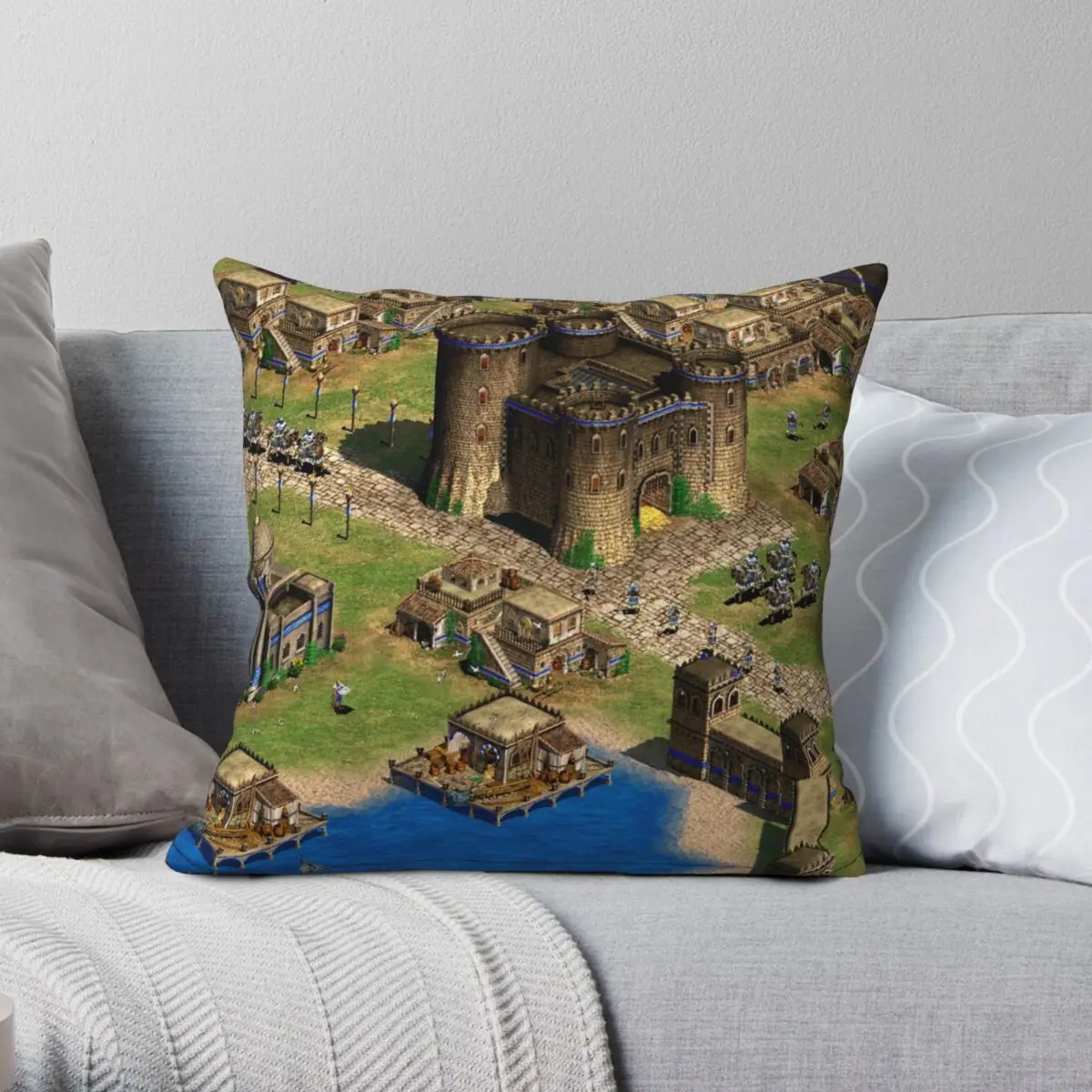 AOE II Age Of Empires 2 Town Square Pillowcase Polyester Linen Velvet Creative Zip Decor Throw Pillow Case Bed Cushion Cover