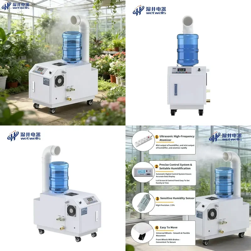 Wetwells Electric 600W 6kg/h Efficient Humidity Control Single Tube Ultrasonic Humidifier Simulates Natural Environment