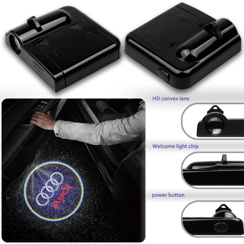 fashionable LED Car door universal projector high-definition welcome lights For Audi A4 B5 B6 B7 8P 8V 8L A5 C7 4F A8 Q2 Q7 RS3