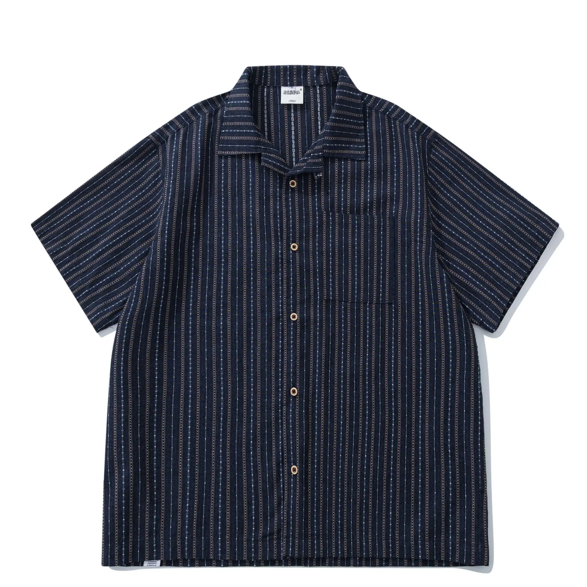 2026 Summer New Japanese Retro Amekaji Cuban Collar Short Sleeved Shirt Men's and Women's Loose Workwear Shirt