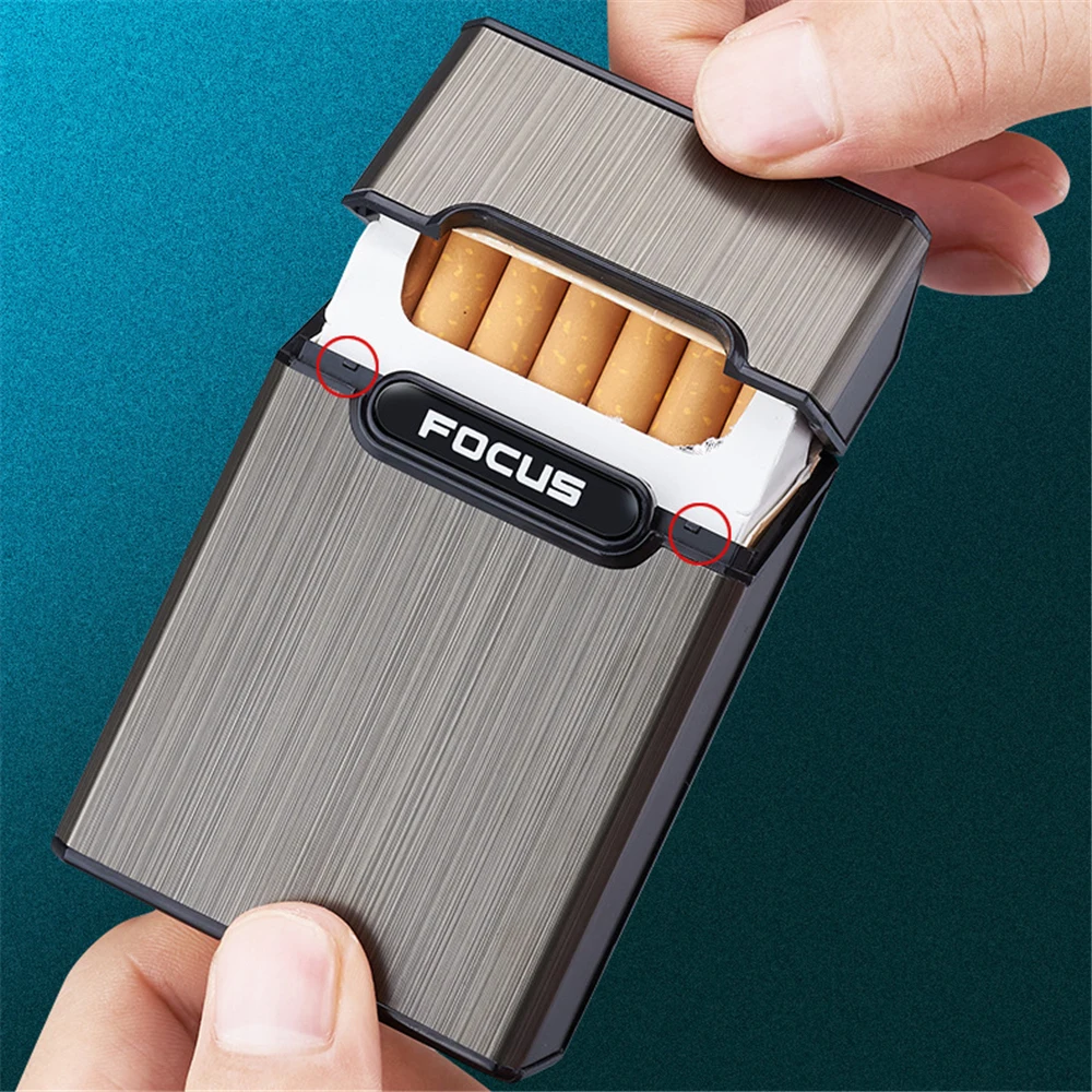 Metal Cigarette Case, Waterproof Cigarette Box, Portable, Flip Cover, Tobacco Holder, Storage Container, Smoking Tool, 20Pcs