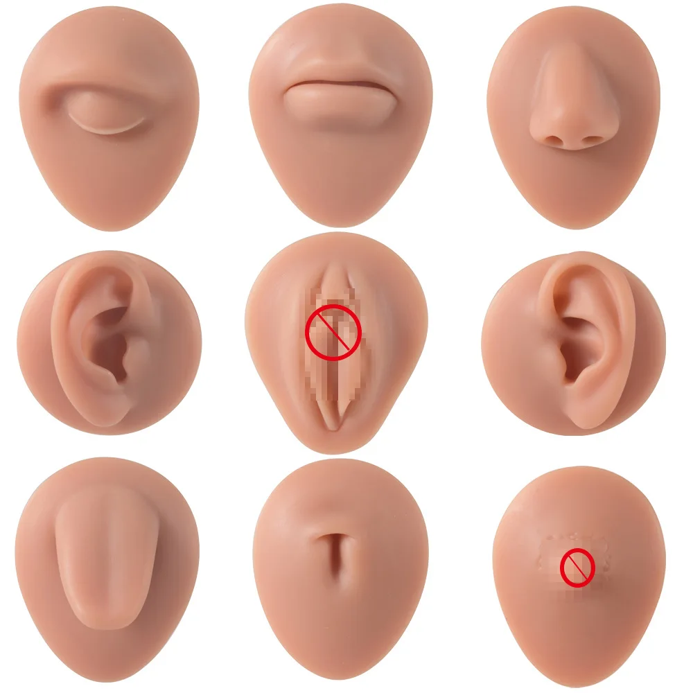 1Pcs Simulation 1:1 Soft Silicone Ear Nose Navel Nipple Model Practice Piercings Tools Jewelry Display Teaching Tool Accessories