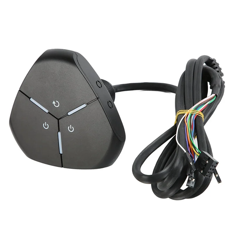 ABRJ-Computer Desktop Switch PC Power On/Restart Button Dual USB External Extension Power Cable On/Off Button For Office A
