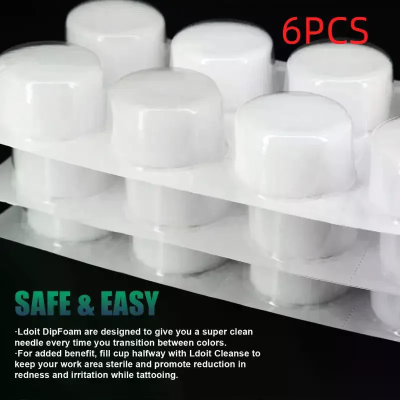 

6PCS Tattoo Dip Foam Sponge Sterilized Dip Cup Caps Sterilized Tattoo Needle Dip Foam Cleaning Cup For Needle And Tip Rinse
