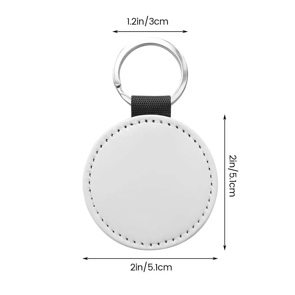 10pcs Sublimation Keychain Blanks for Diy PU Leather Keychain Transfer Keyring Customize Round Man Women Crafts Cute Keychain