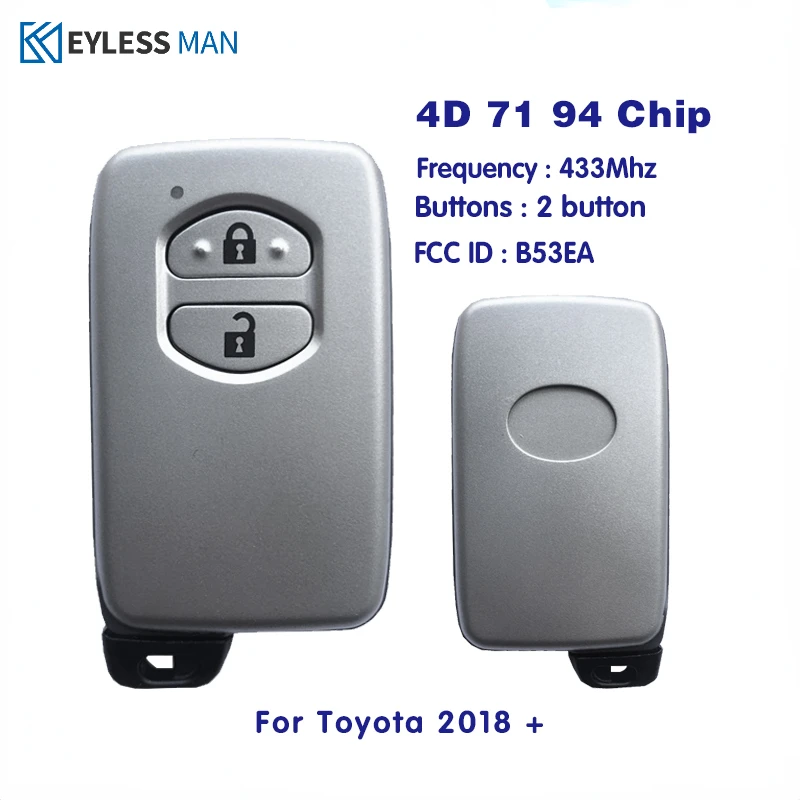 Smart Remote Car Key Fob For Toyota LAND CRUISER 2008+ Smart Key  2Buttons  P1 94 4D-71 Chip 433MHz ASK B53EA A433