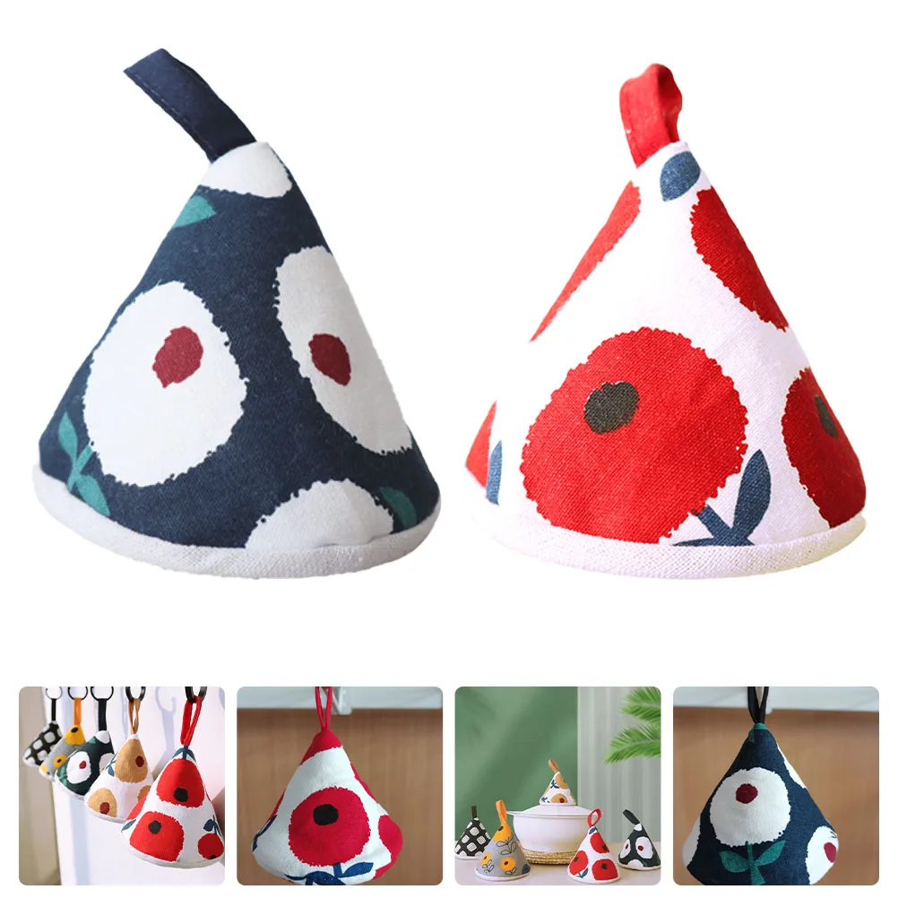 

2pcs Handle Anti-Scald Heat-Insulated Triangular Protective Cap Universal Cotton Lining Replacement Knob Lid Cloth Tea Pot
