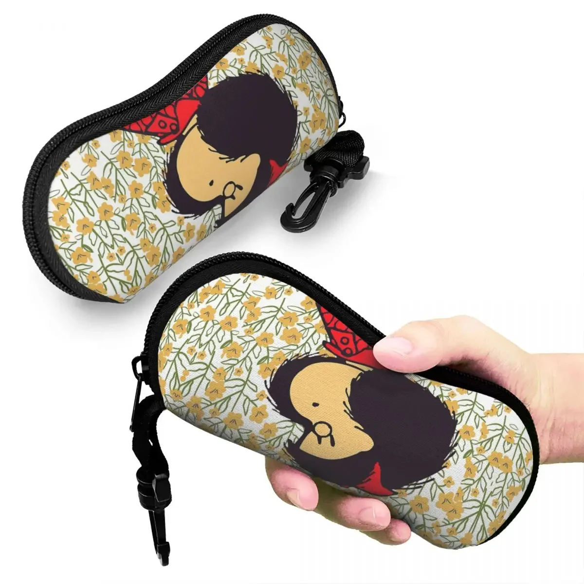 Mafalda And Flowers Glasses Case Men Women New Box Kawaii Cartoon Sunglasses Storage  Office Eye Contacts 