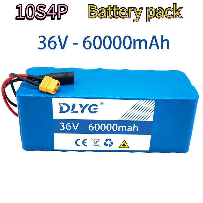 Batteria al litio 36V 10 s4p 18650 60000mah per sedia a rotelle per bicicletta elettrica e Scooter, con BMS e Tplug XT60, BMS