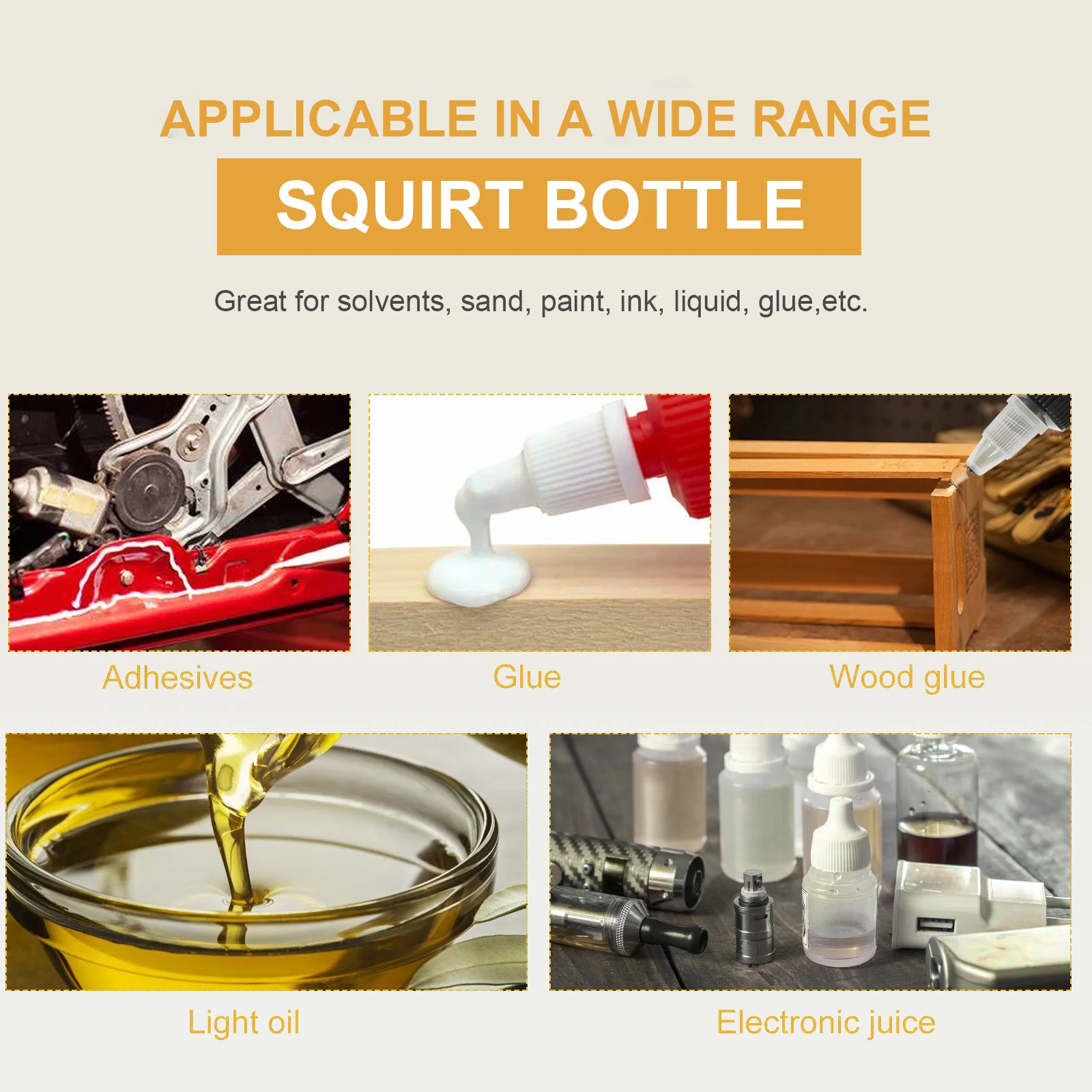 

15Pcs Transparent Squeeze Bottles Food Grade Plastic Needle Nozzle Dispensing for Kitchen Ink Glue Craft