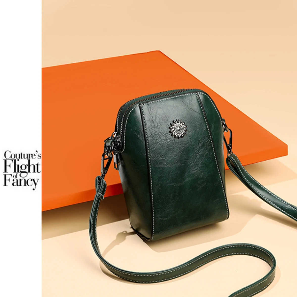 Modische Damen-Umhängetasche aus weichem Leder, trendige vertikale Crossbody-Tasche, tragbare Handytasche – Detail 11