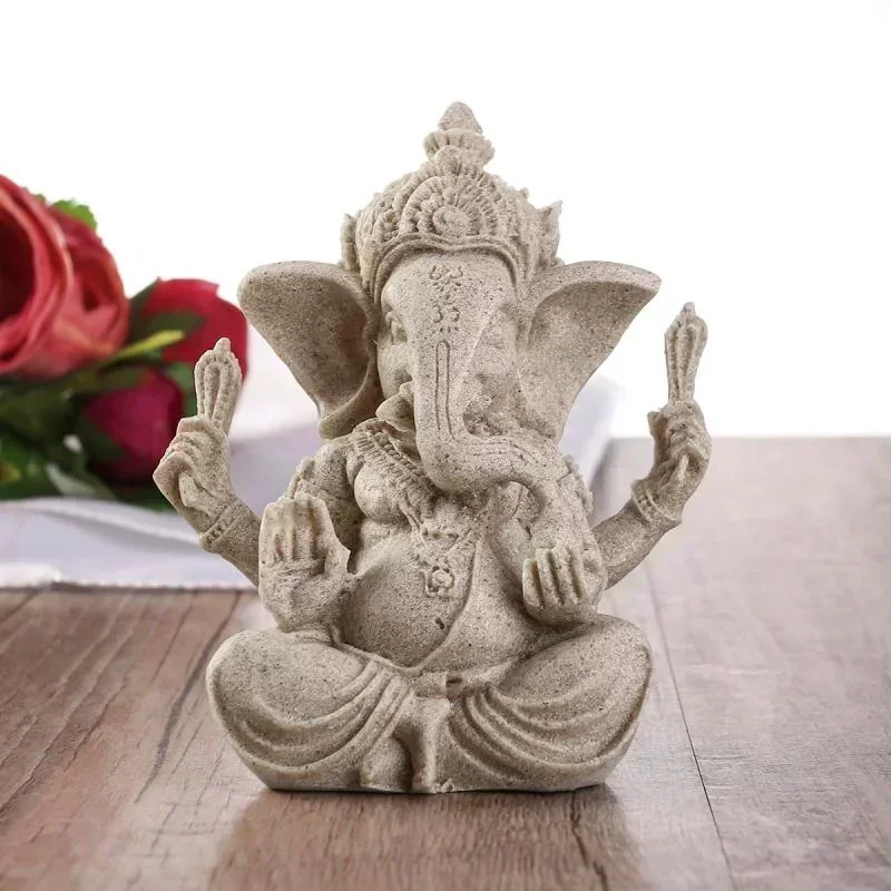 

Handcrafted Sandstone Ganesha Buddha Elephant Statue Sculpture Figurine for Home Decoration in The Living Room