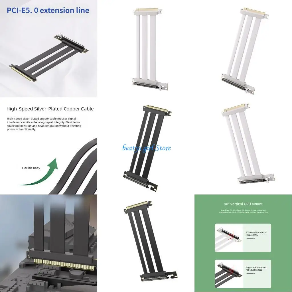 

C7AB Fast Speed PCIe 5.0 x16 Graphics Card Cable Adapter 90 Degree