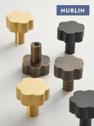 Nurlin Solid Brass Hexapetalous Flower Elegant Thickened Cabinet Knobs Furniture Handle Wall Clothes Cap Hook Available