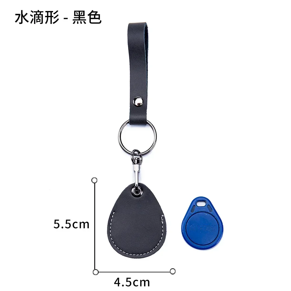 1Pc Tag Ring Koe Lederen Kaarthouder Id Card Case Sleutelhanger Toegangskaart Tas Sleutelhanger Sleutelhanger Sleutelhanger Deur Slot Access Tags Groothandel