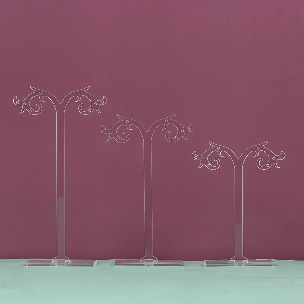 

5Pcs Chic Jewelry Display Racks Leaf-Shaped Carved Acrylic Earring Stands for Women Fashionable Storage Supports Home Decorative