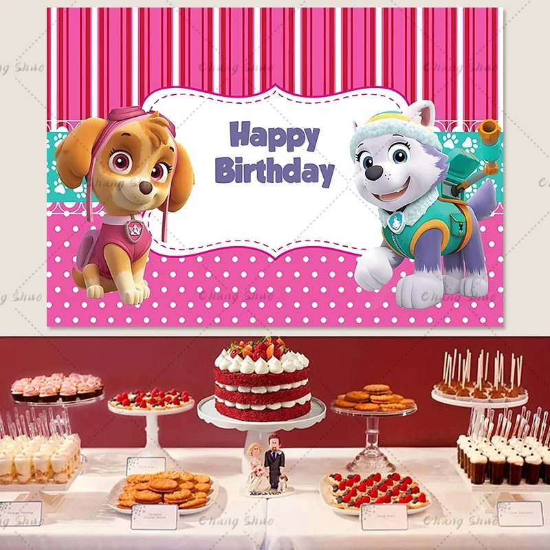 Custom Skye Everest Paw Patrol Backdrop Girl Kids Birthday Party Background Photography Puppy Dog Banner Decor Photo Studio