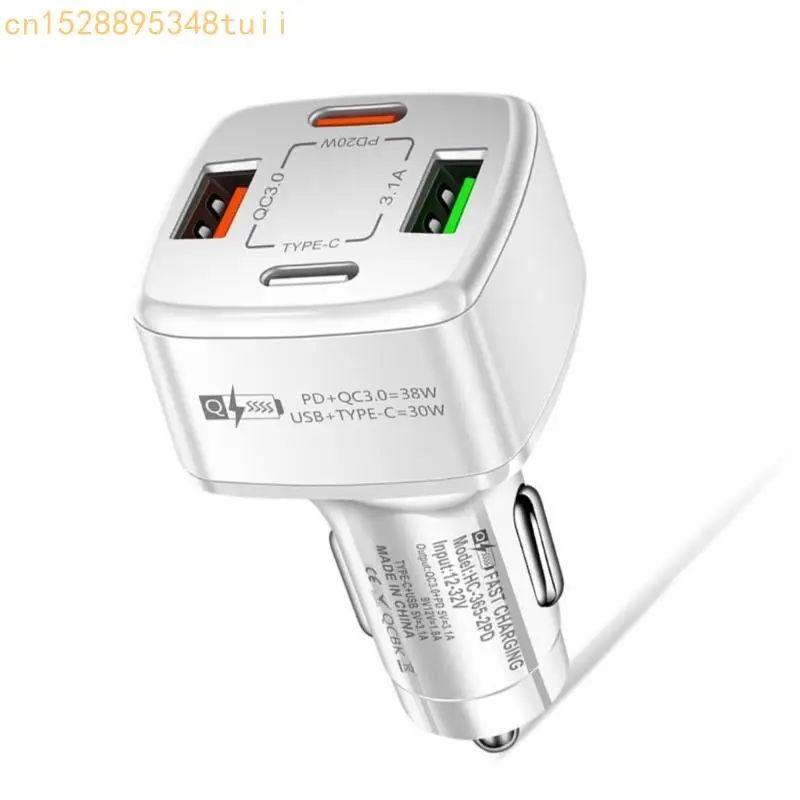 Y4QF USB C ładowarka samochodowa z USB3.1A QC3.0 Type C do szybkiego i bezpiecznego ładowania