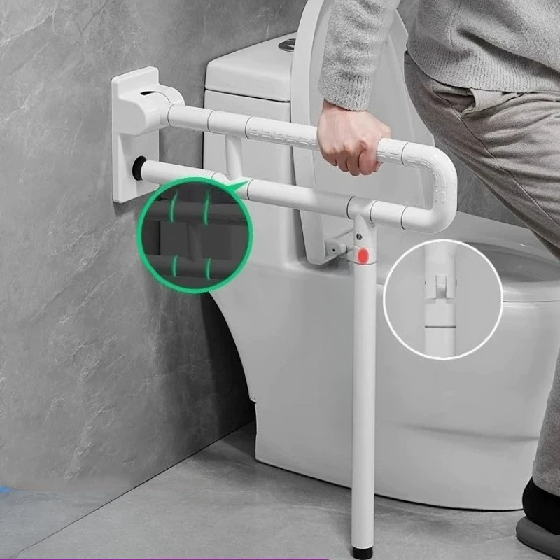 Foldable Toilet Safety Rail, Non-Slip Elderly Grab Bar with 90° Flip-Up & Self-Locking Design for Commode Support Home