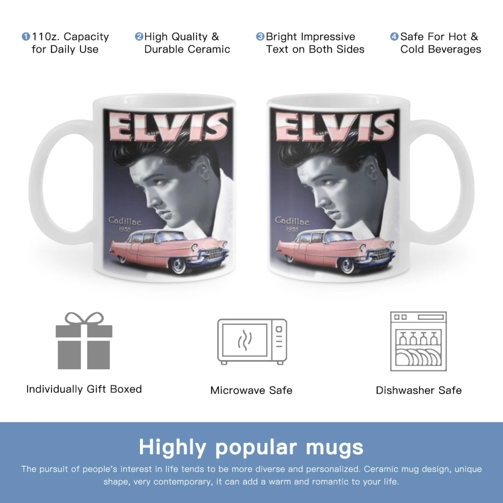 

E-Elvis Presley Rock Singer Anime Mug 11oz Ceramic Coffee Mug Friends Birthday Gift Mug