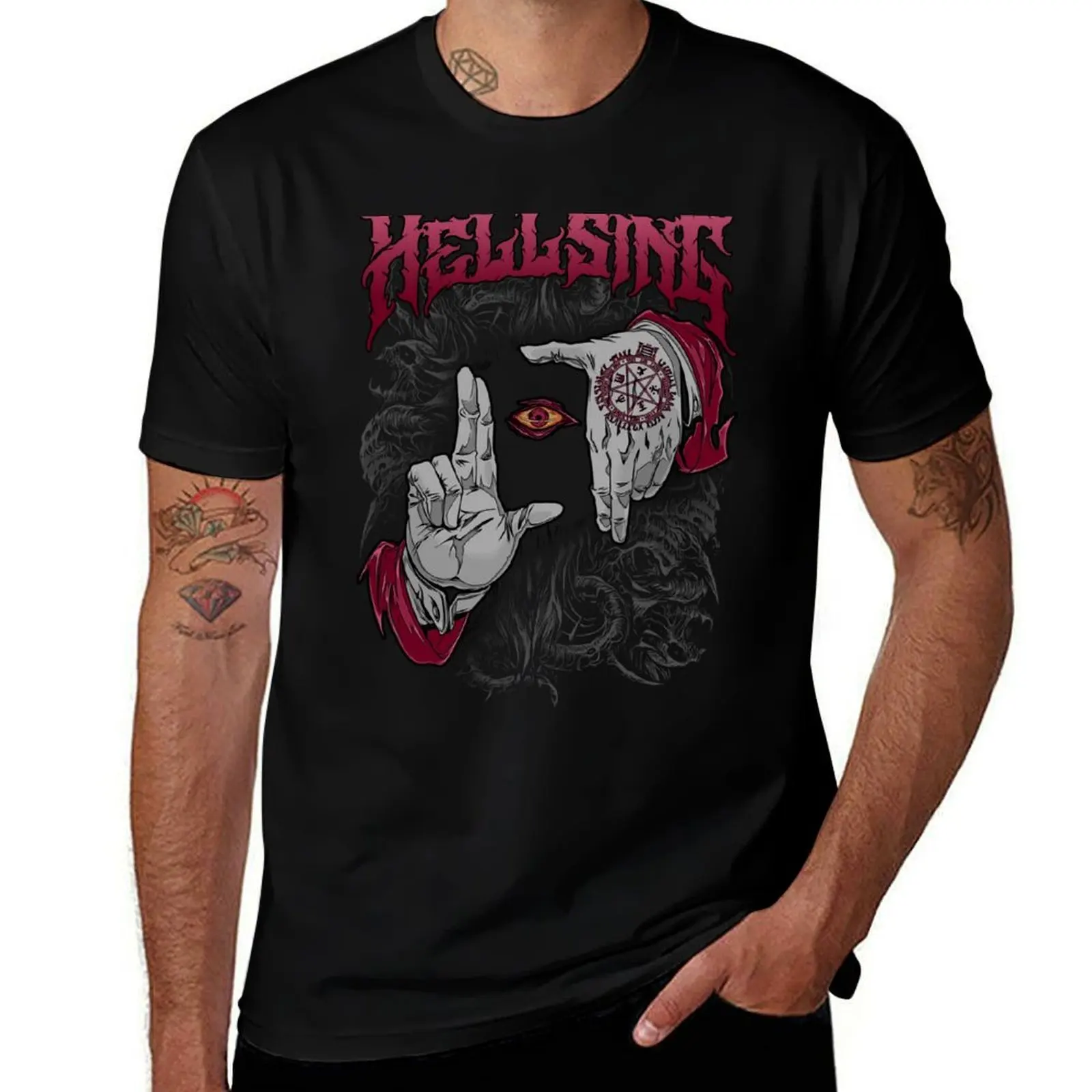 Hellsing Dark Gothic Art T-Shirt Work Wear Simple Tee Shirt T-Shirt