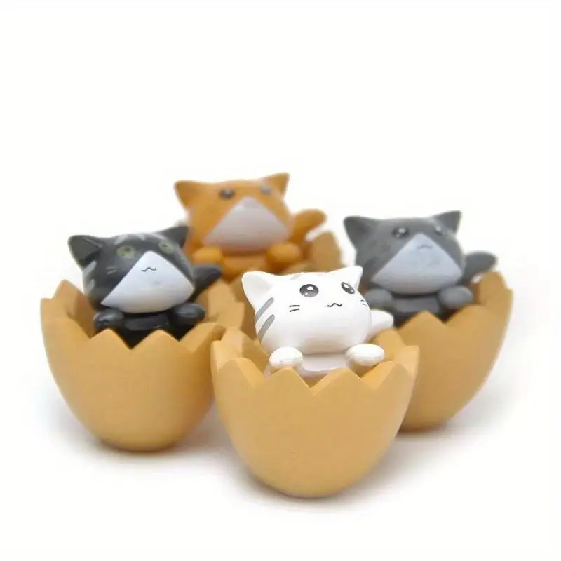 4Pcs Lot Mini Cat Ornament Garden Kitten Statue Room Decoration Toy Miniature Figurines Home Decor