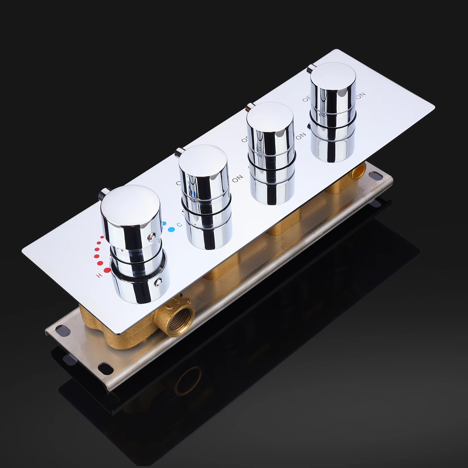 Wall Mounted Rainfall Waterfall 22 Inches Shower Head System LED Shower Faucet Set Thermostatic Mixer Kit