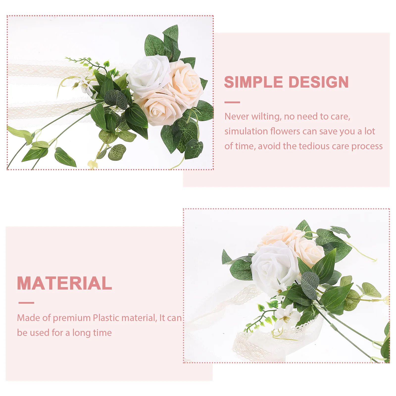 

Wedding Chair Back Decor Fake Flowers White Simulation Decor Pew Flower Aisle Reception Artificial Flower Decorations
