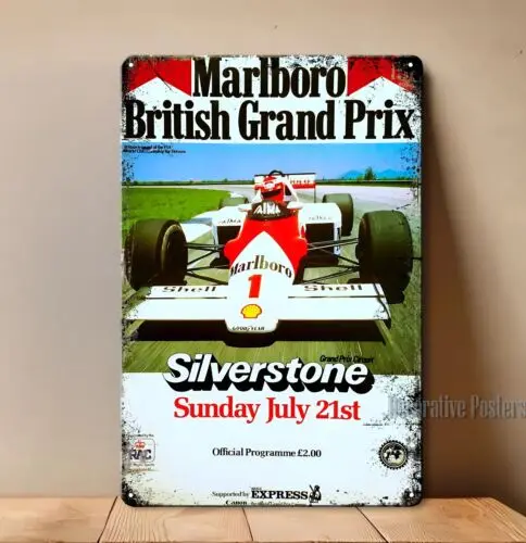 1p,British Grand Prix Silverstone F1 Metal Poster - Collectable Sign - Size:20x30cm