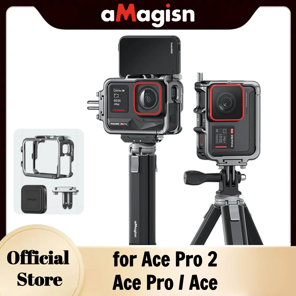 aMagisn Metal Cage for Insta360 Ace Pro 2 / Ace Pro /Ace,Support Horizontal & Vertical Framework，Insta 360 Ace Pro 2 Accessories