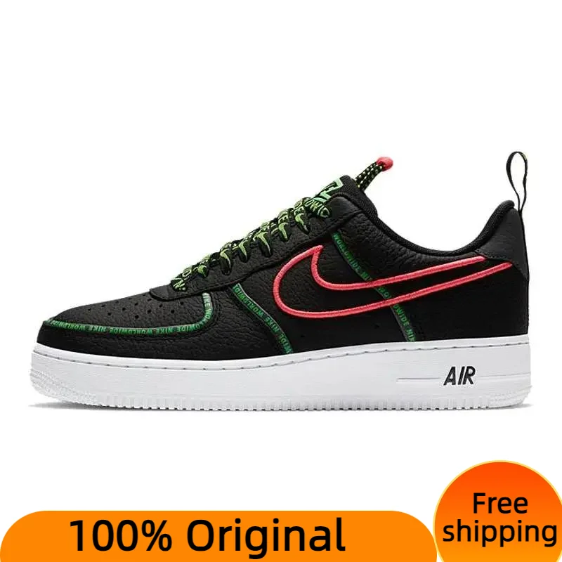 Nike Air Force 1 Low '07 Worldwide Pack Black Sneakers shoes CK7213-001 With Original Box