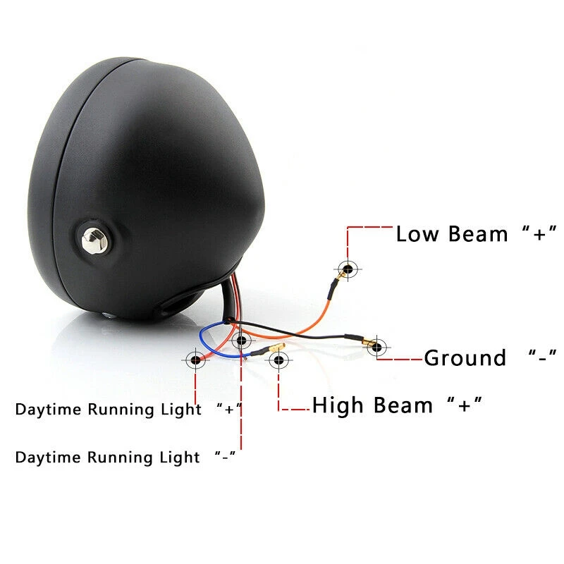 Lampu depan sepeda motor LED 6.5 inci, 2 buah lampu depan bola lampu DRL untuk Sportster Cafe pembalap Bobber