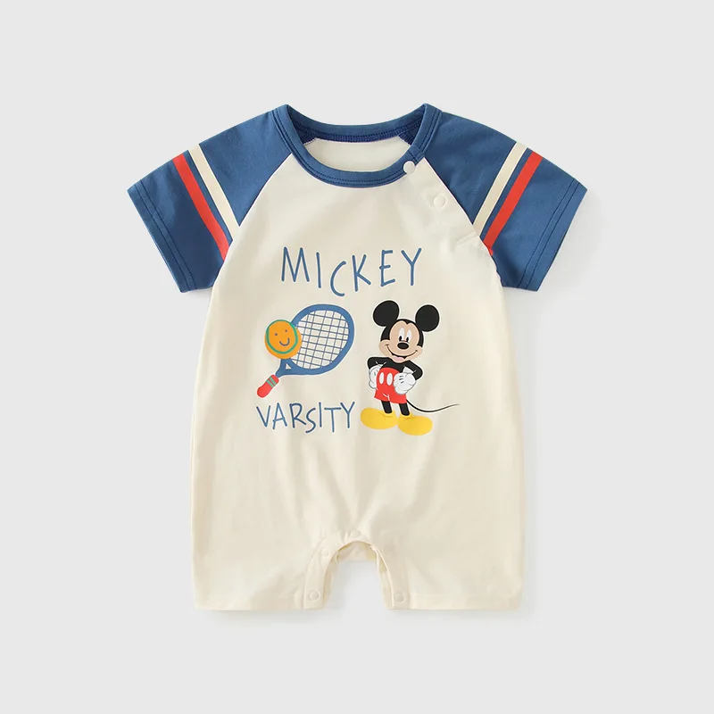 

Summer Newborn Baby Boy Casual Thin Onesie Short Sleeve Cartoon Mickey Kawaii Toddler Rompers Bodysuit Playwear for 0-2 Years