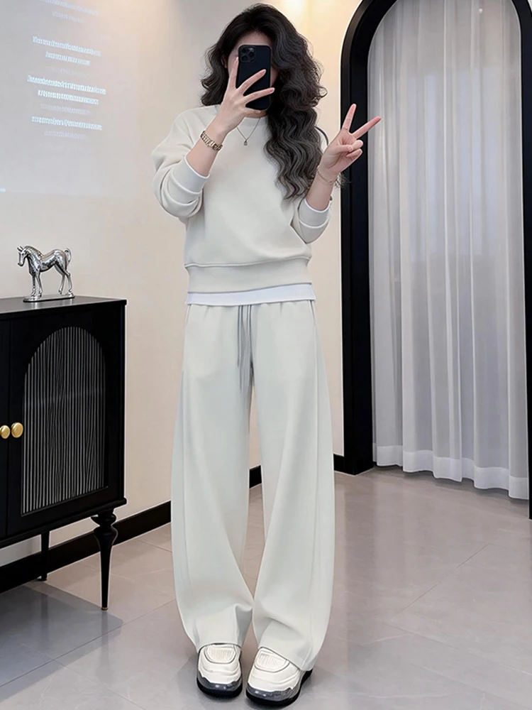 

Ele Casual Spor Women's Two-Piece Set Spring 2026 Faionable Versatile Long Sve Sweatirt And Pants Cotton Blend