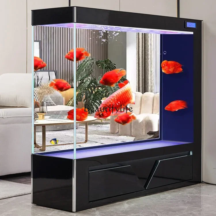 03.New ecological screen partition fish tank living room floor household large ultra-white