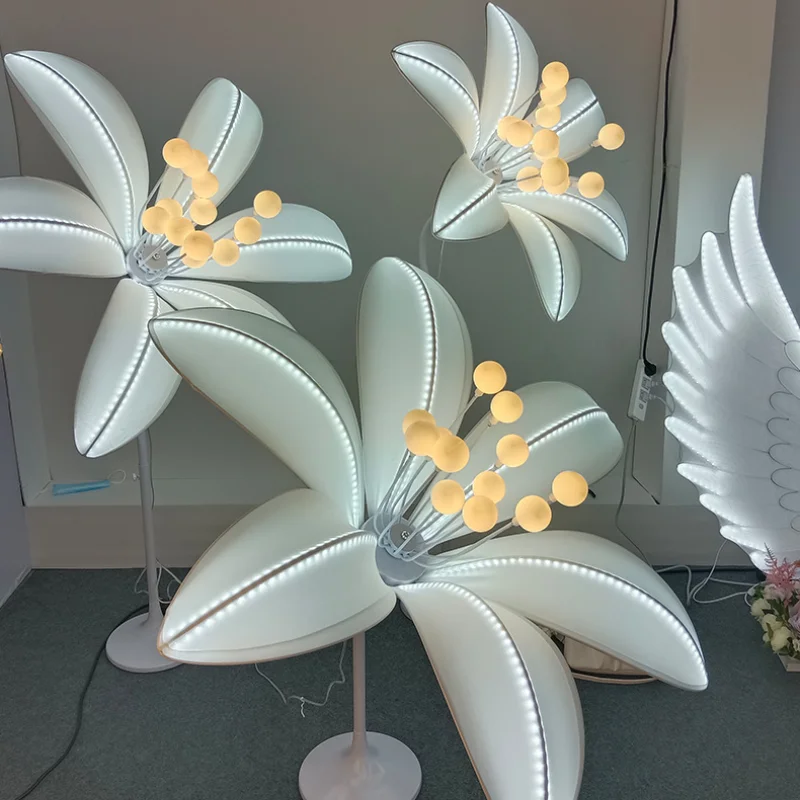 OULALA Modern White Lily Wedding Lamp LED Light for Party Stage Road Lead Little Fresh Flower Background Decoration