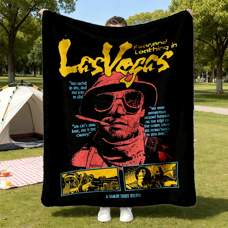 Fear and Loathing in Las Vegas Flannel Blanket, Vintage 90s Movie Graphic Flannel Throw