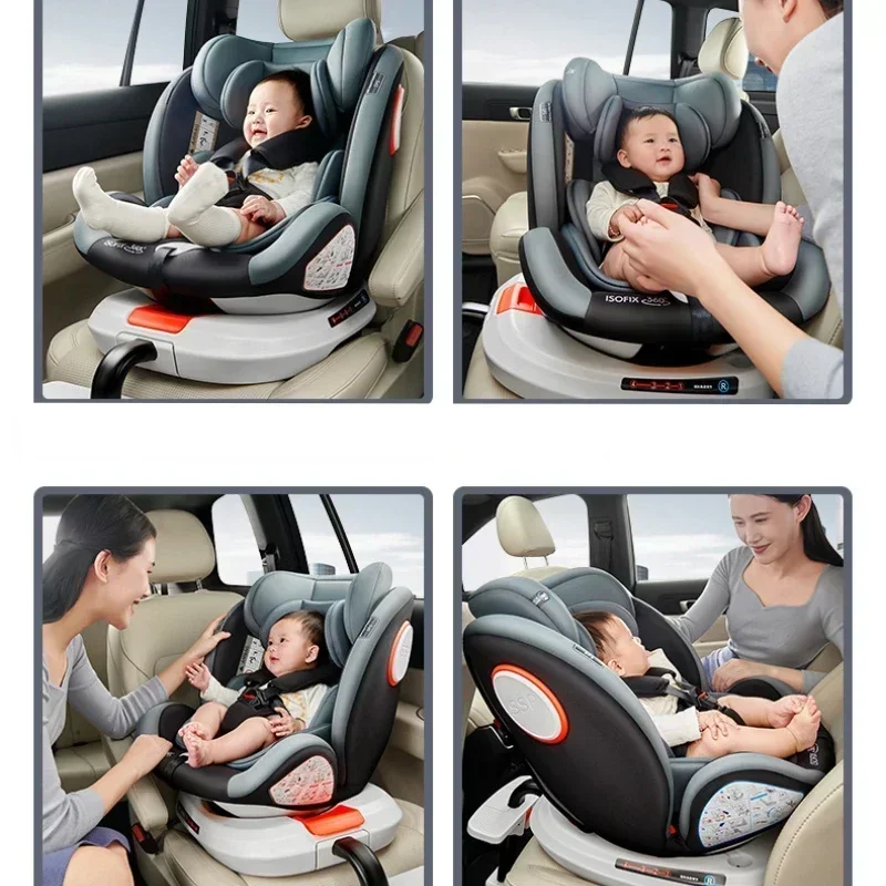 Seggiolino auto per bambini 360 °   Seggiolino di sicurezza per bambini per auto girevole Seggiolino per auto di sicurezza per bambini con interfaccia rigida ISOFIX rinforzata con supporto