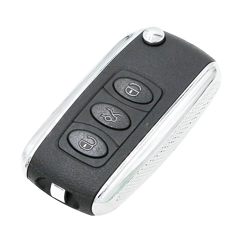 Dla Bentley Style Silver Side Modified Flip Remote Key Shell 3-przyciskowy dla B5 Remote Key Shell z nieobciętym HU66