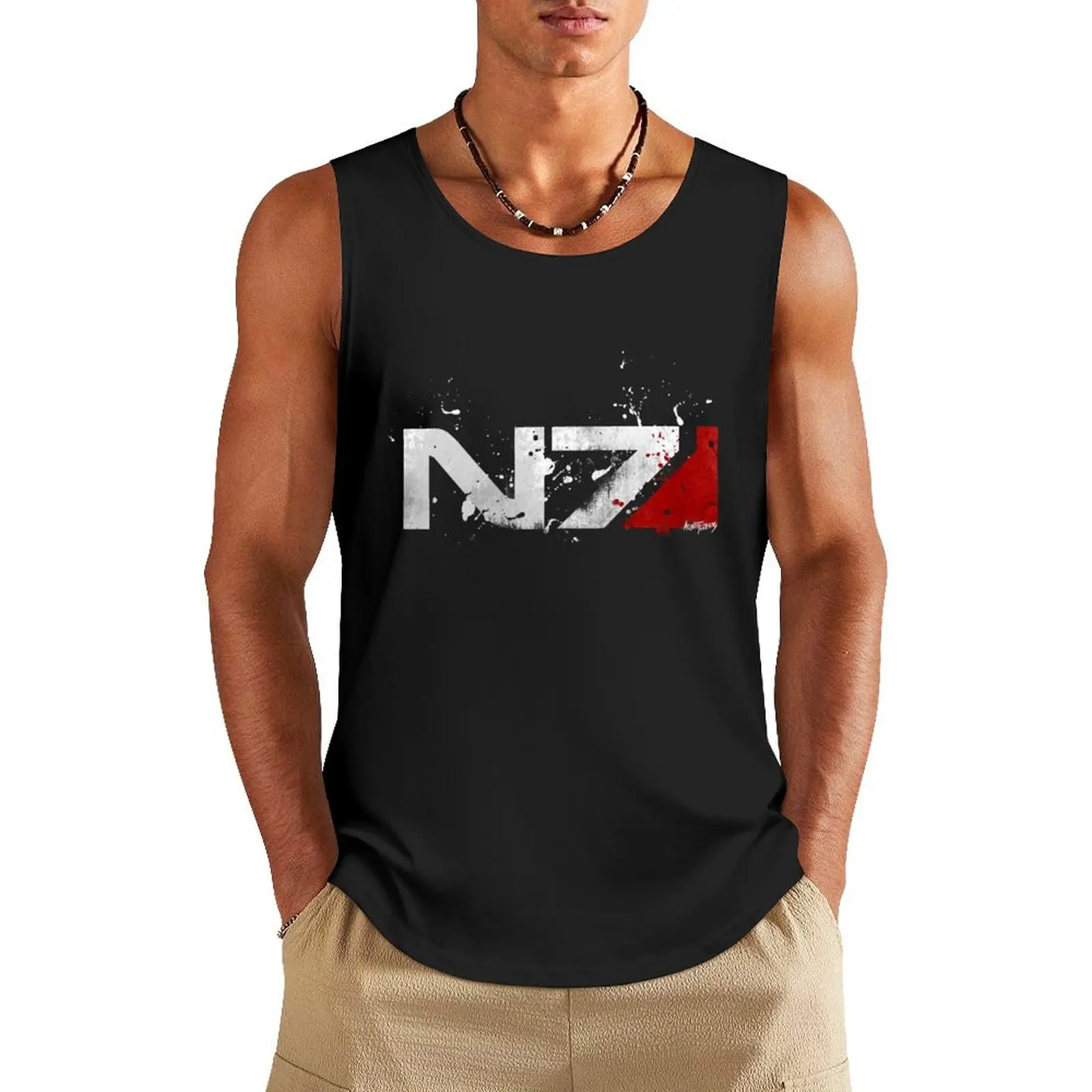 

Mass Effect Distressed N7 Tank Top fitness clothing for men quick-drying t-shirt t shirts