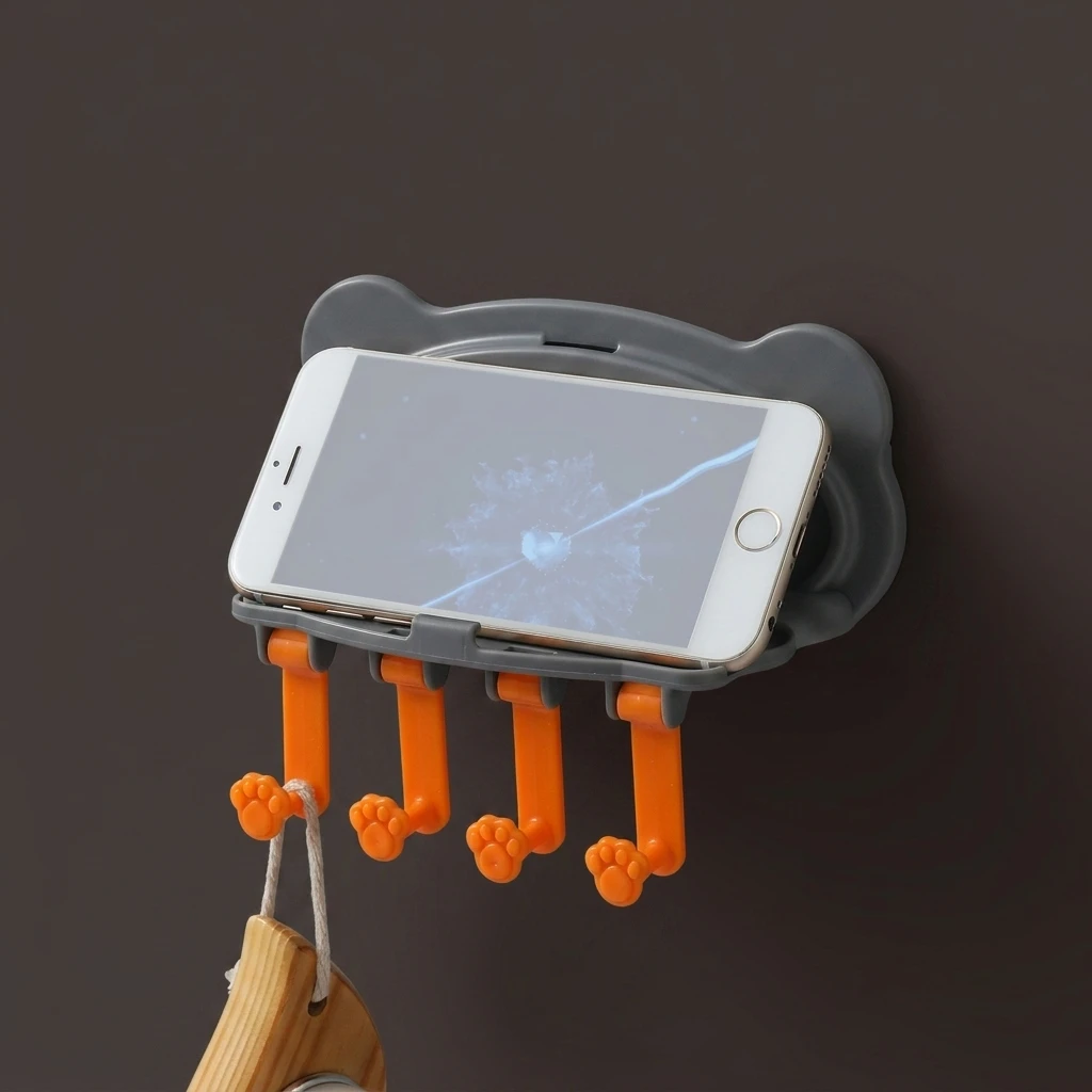 Creative Cat Paws Wall Mount Phone Holder with Self Adhesive Design for Bathroom KitchenStorage Shelf Space Saving for Cellphone view 2