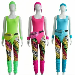 80s 90 x Disco Retro Costume Hip Hop Cosplay Sportwear Legging style Woman Jogging Fitness Suits Halloween Carnival Outfits