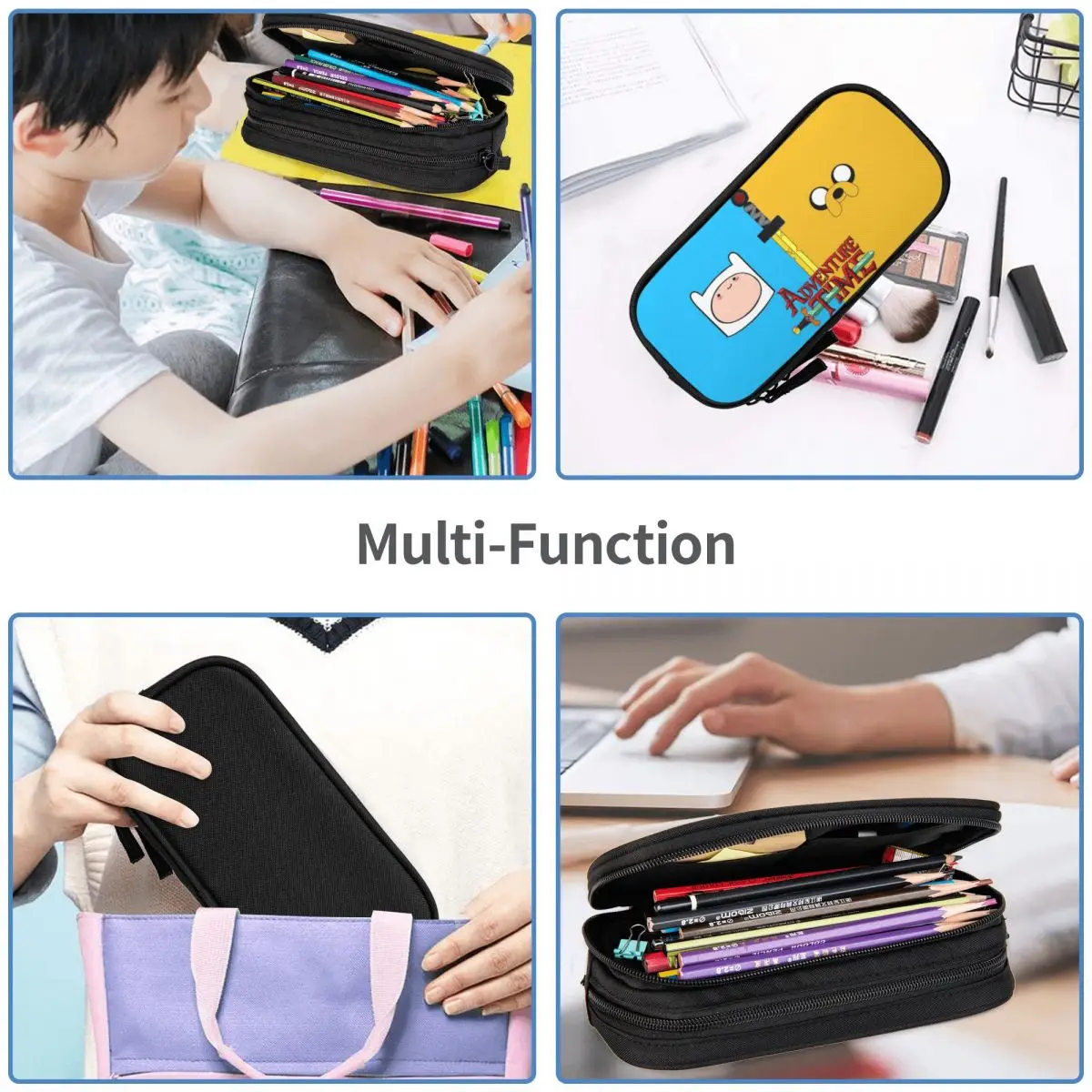 Cartoon Adventure Time Finn Jake Big Capacity Pencil Pen Case Office College School Large Storage Bag Pouch Holder Box Organizer