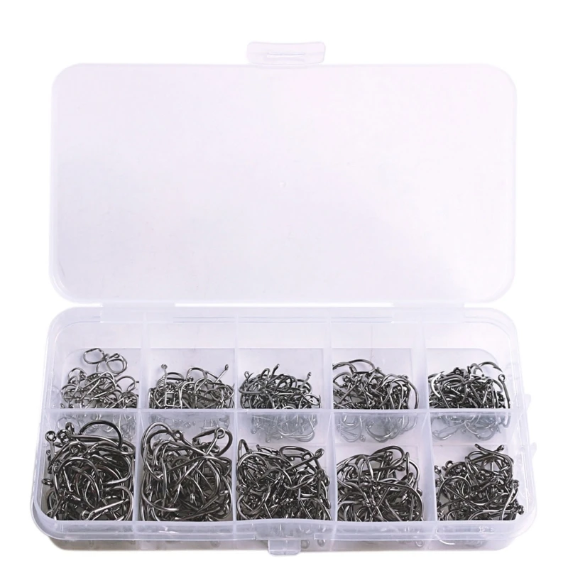 400pcs Barbed Fish Hook With Eye Carbon Steel Eyed Sea Fish Hook for Carp Fishing Tackle Rustproof Single Hook Enduring