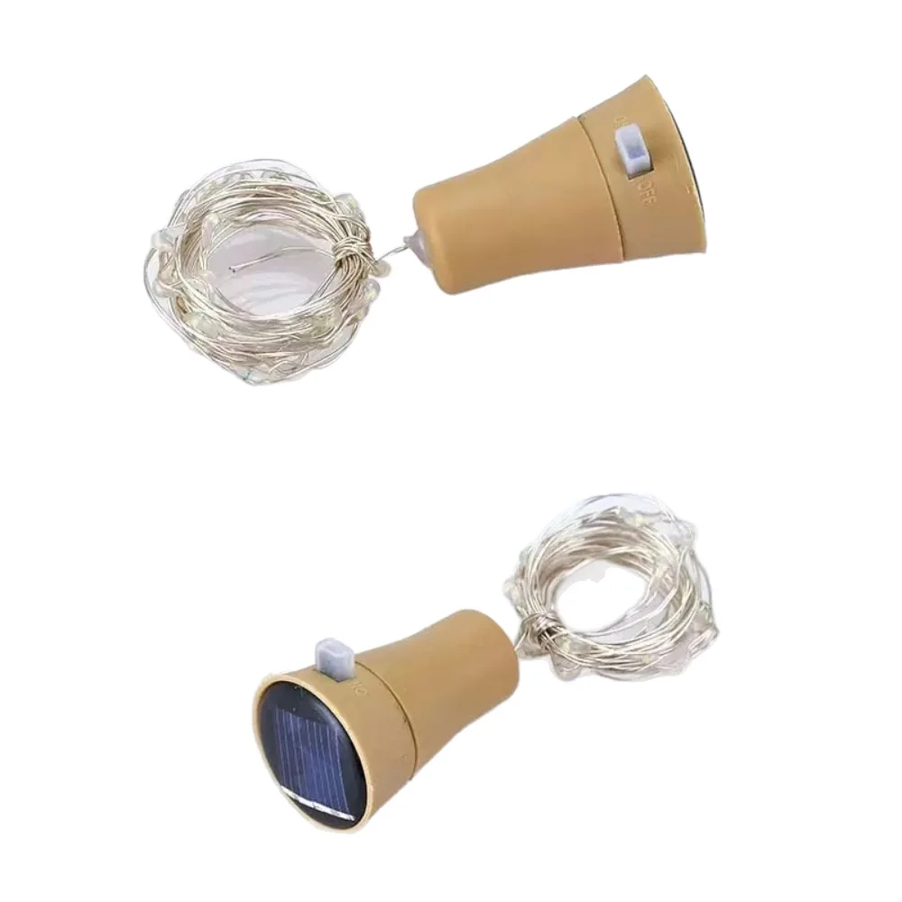 زجاجة النبيذ الشمسية أضواء الفلين في الهواء الطلق سلسلة الأسلاك النحاسية أضواء الجنية زينة عيد الميلاد #4